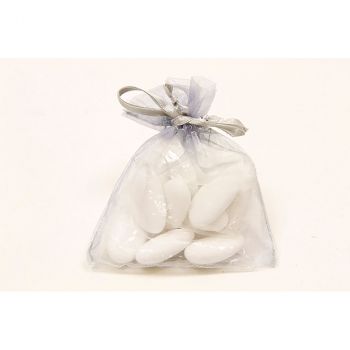 Lot de 10 sachet organza ruban argenté 8x10cm