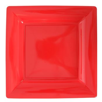 Lot de 12 assiettes carrées rouge 23,5cm