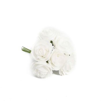 Roses en mousse 15cm x8 blanc