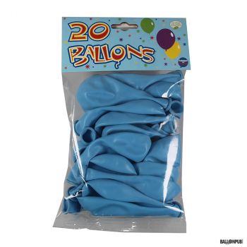 Lot de 20 ballons bleu pâle latex 25cm