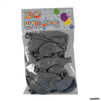 Lot de 20 ballons gris latex 25cm