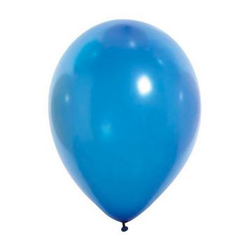 Lot de 20 ballons latex bleu métallisé 28cm