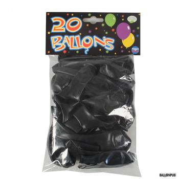 Lot de 20 ballons latex noir 25cm