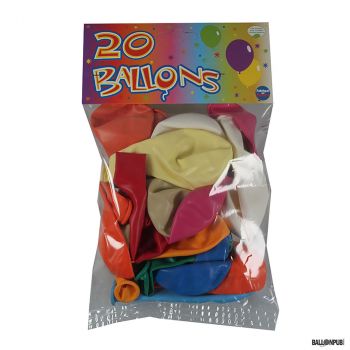 Lot de 20 ballons multicolore latex 25cm