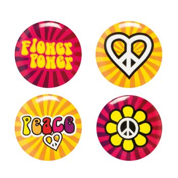 Lot de 4 boutons hippie 3cm