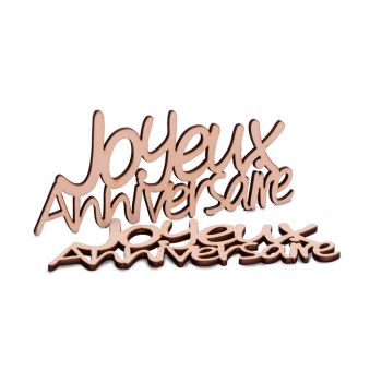 Lot de 4 décorations joyeux anniversaire rose 3,5x11,5cm