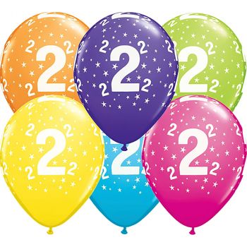 Lot de 6 ballons latex 2 ans multicolore 28cm