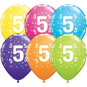 Lot de 6 ballons latex 5 ans multicolore 28cm