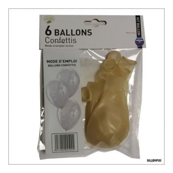 Lot de 6 ballons latex avec confettis blanc 28cm