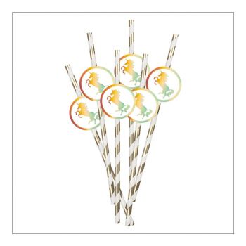 Lot de 6 pailles licorne 20cm