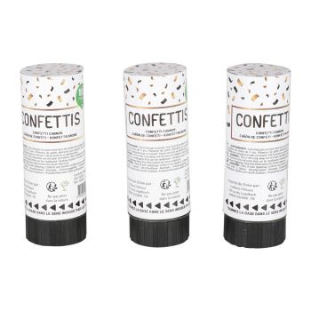 Lot de canons à confettis 12cm papier doré et noir