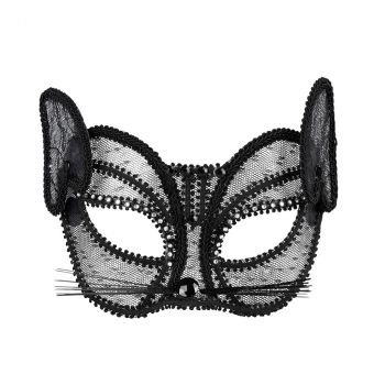 Masque dentelle chat noir