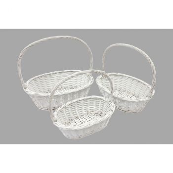 Panier ovale blanc X3