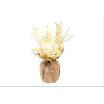 Pot en jute rose et fleurs séchées