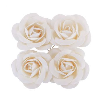 Rose en satin x4 blanc