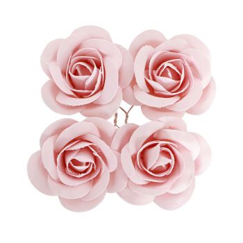 Rose en satin x4 rose pastel