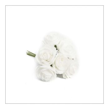 Roses en mousse 15cm x8 blanc