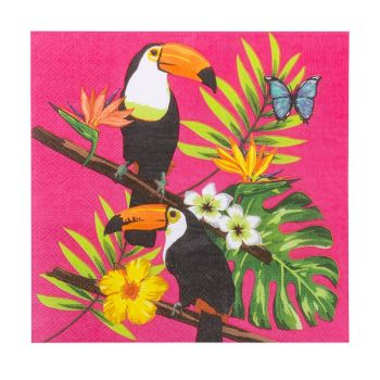 Serviette toucan x20 rose