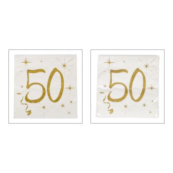 Serviettes métallisées 50 ans 25x20cm
