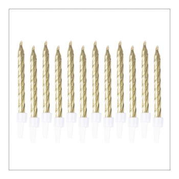 Set 12 bougies Dorées