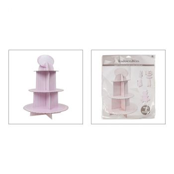 Support pour cakes 3 étages baby rose