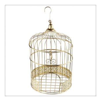 Tirelire cage métal or 31cm