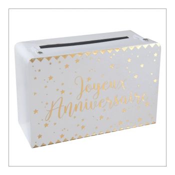 Tirelire joyeux anniversaire métallisée 24cm