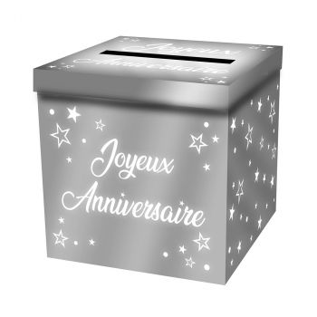 Urne joyeux anniversaire argentée