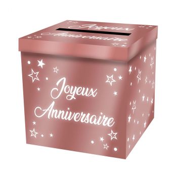 Urne joyeux anniversaire rose gold