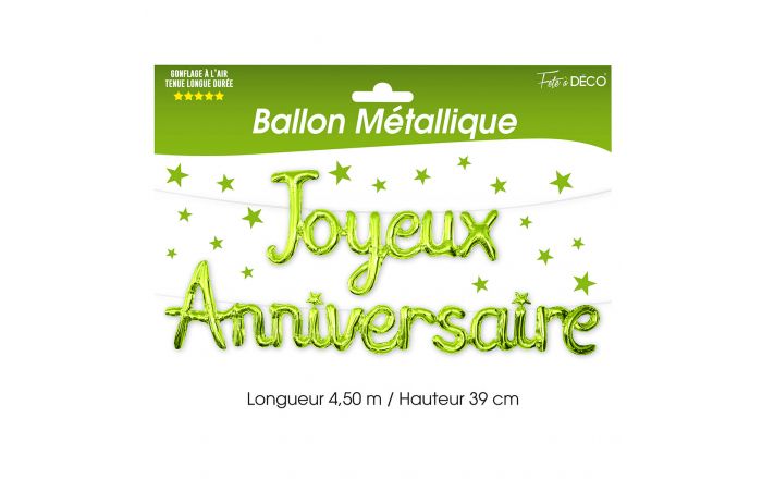 Ballon Alu Joyeux Anniversaire Vert
