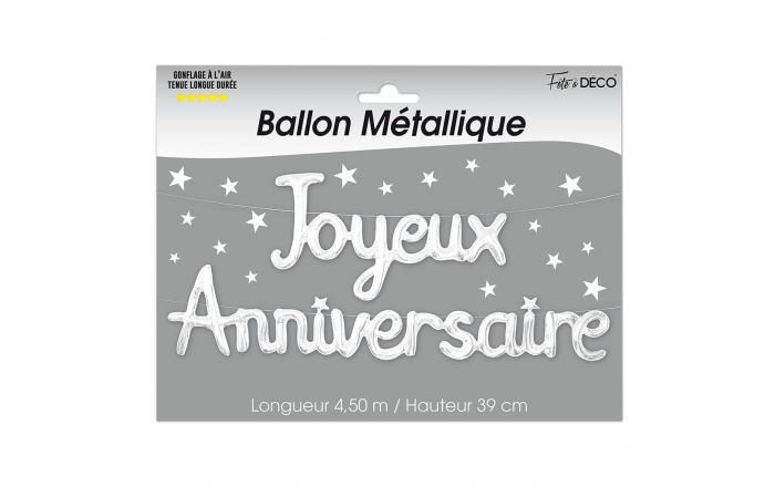 Ballon Aluminium Joyeux Anniversaire Blanc