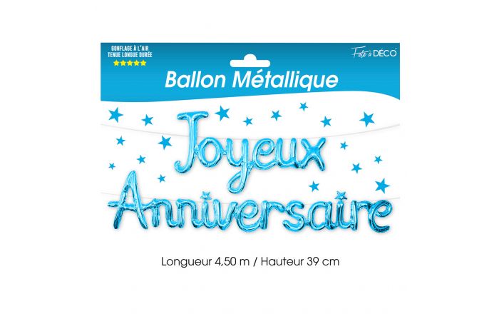 Ballon aluminium joyeux anniversaire bleu