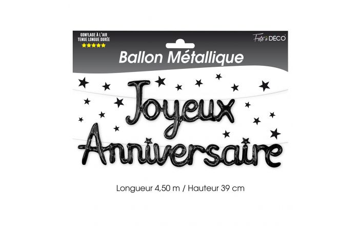 Ballon Aluminium Joyeux Anniversaire Noir