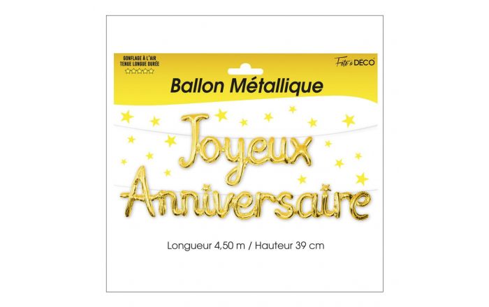 Ballon aluminium joyeux anniversaire or