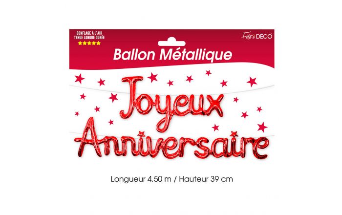 Ballon aluminium joyeux anniversaire rouge