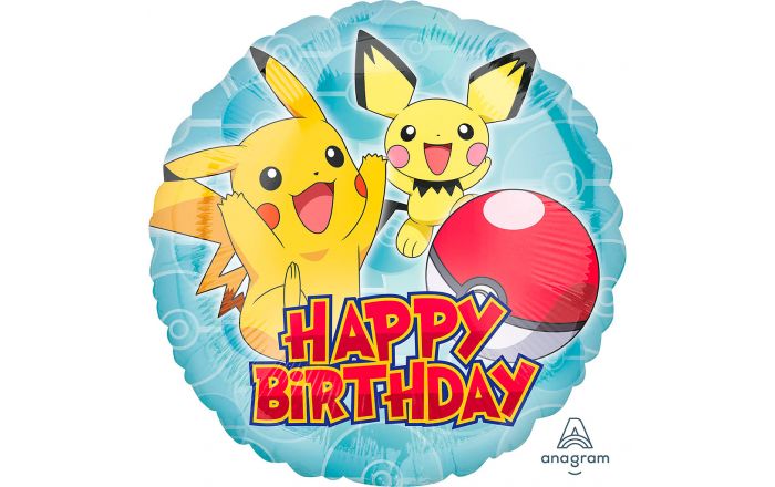 Ballon aluminium rond Pokémon happy birthday