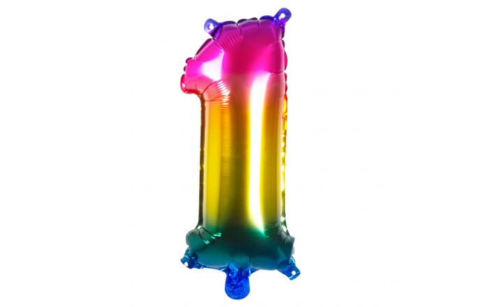 Ballon multicolore aluminium chiffre 1 36 cm