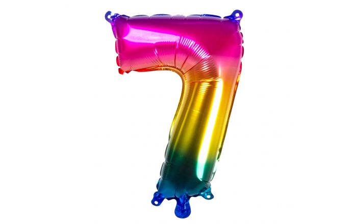 Ballon multicolore aluminium chiffre 7 36 cm