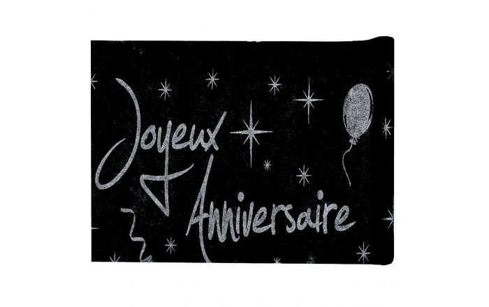 Chemin De Table Joyeux Anniversaire Noire Et Argente 5m