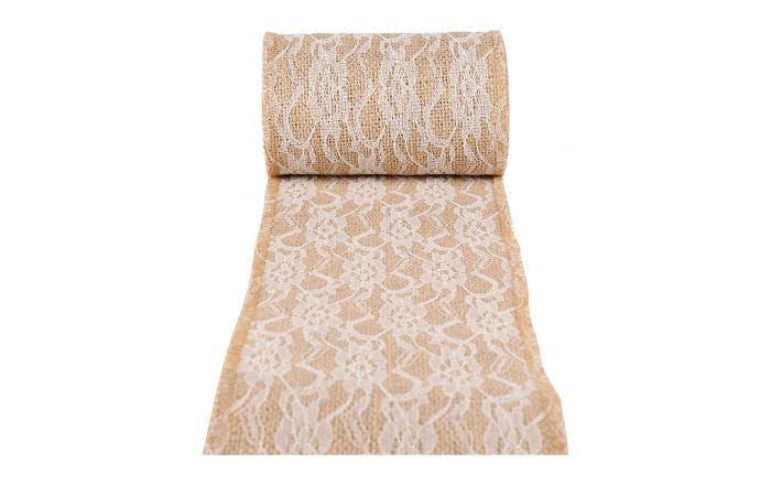 Chemin De Table Lin Creme Et Dentelle Au Metre Chemin De Table