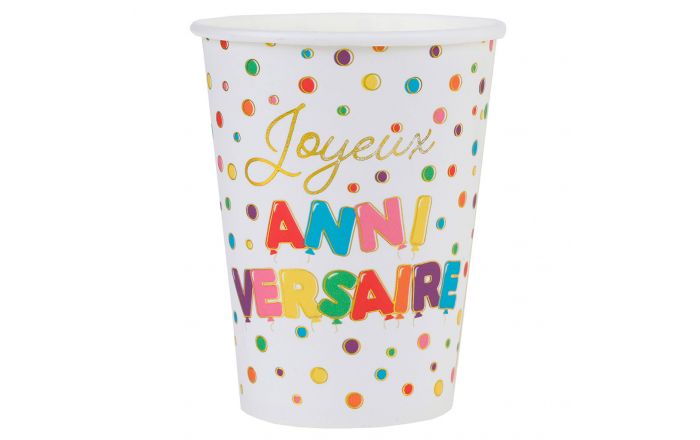 Gobelet anniversaire x10 multicolore