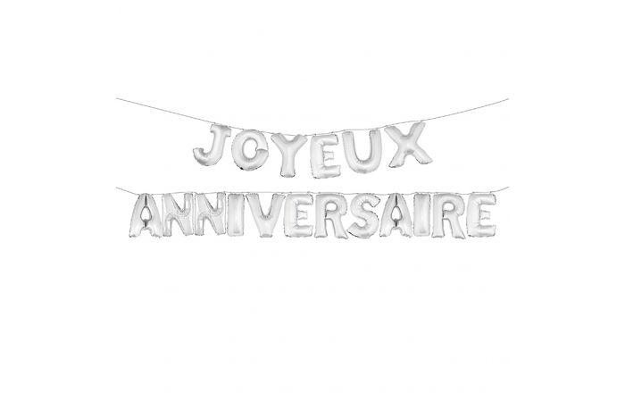 Guirlande Ballons Joyeux Anniversaire 36cm 18pc Argent