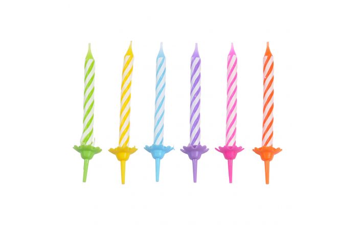 Lot De 24 Bougies Anniversaire Multicolore