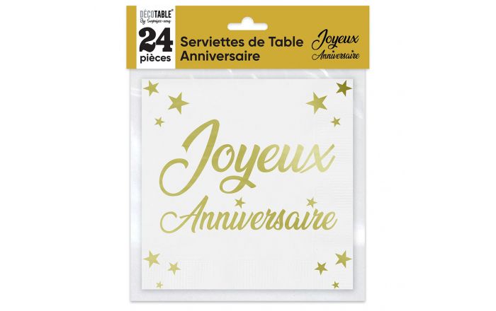 Serviettes 18 Ans Anniversaire blanc/argent x24