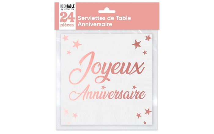 Serviettes 40 ans Rose Joyeux Anniversaire